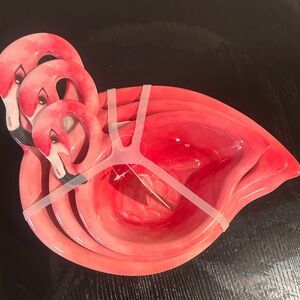 Spring Shop Coral Flamingo Bowls – Decorative Melamine Serving Bowls (Set)